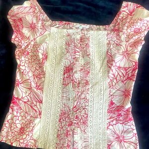 Tommy Hilfiger re & beige flower blouse